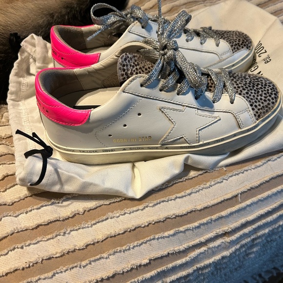 Women's White and Leopard Print Sneakers - Picture 3 of 3